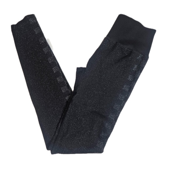 PINK Victoria's Secret Pants - PINK Victorias Secret Active Leggings Womens XS Black Sparkle Gym Fitness Lounge